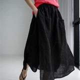 Weiyinxing Line Long Skirts Designer Slit Patchwork Ninth Pants Women High Waist Pockets Trousers Female Japanese Clothing New P771