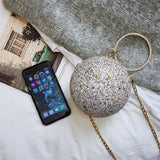 Weiyinxing Women Evening Day Clutch Colorful Crystal Diamonds Round Ball Shaped Clutches Lady Handbag Wedding Purse Chain Shoulder Bag