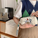 Weiyinxing Ladies Polyester Fabrics Cartoon Embroidery Clutchbag for Girls Cute Pattern Makeup Cosmetic Bag Student Pen Bags