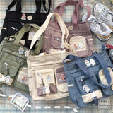 Weiyinxing New Large Capacity Canvas Bag Female Japanese Students Class Shoulder Bag Ins Versatile Campus Messenger Bag
