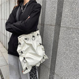 Weiyinxing Ladies Drawstring Large Capacity Shoulder Messenger Bag Waterproof Solid Color Crossbody Bags Shopping Folding Casual New