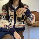 Weiyinxing Jacquard Knitted Cardigan Women Long Sleeve Zipper Sweater Short Jacket Autumn New Clothes Fashion Casual Outerwear T218