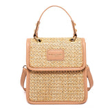 Weiyinxing Vertical Square Braided Bag Simple Design Handwoven Ladies Handbag Pu Stitching Messenger Bag 2023 Summer Beach Straw Bag