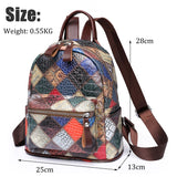 Weiyinxing Small Women Backpack Luxury Vintage Leather Female Rucksack College Patchwork Color Backpack Travel Bagpack