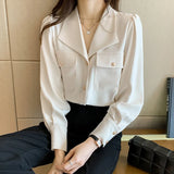 Weiyinxing Sleeve Blouse Women Blusas Mujer De Moda 2023 V-Neck Office Chiffon White Blouse Shirt Women Tops Blouses Women Shirts E588