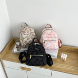 Weiyinxing Leather Shoulder Mini Small Backpack Multi-Function Ladies Phone Pouch Pack Flower Print Ladies School Backpack Bag for Women