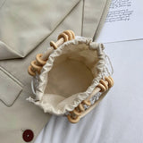 Weiyinxing Summer Straw Woven Beach Bag Rattan Ladies Purses Handbag Wrist Pack Women Handle Female Bucket Tote Bags Nice Cute Bag