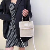 Weiyinxing Vertical Square Braided Bag Simple Design Handwoven Ladies Handbag Pu Stitching Messenger Bag 2023 Summer Beach Straw Bag