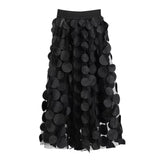 Weiyinxing Polka Dot Black Skirt Vintage Ball Gown Skirts Women Autumn Winter Gauze High Elastic Waist Skirts Elegant Party Prom O064