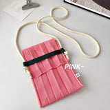 Weiyinxing Knitting Small Crossbody Bags Women Organ Pleated Mini Shoulder Messenger Bag Ladies Foldable Long Straps Phone Purse