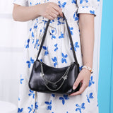 Weiyinxing Women PU Leather Small Shoulder Underarm Bag Ladies Vintage Butterfly Chain Pure Color Zipper Mini Purse Handbag