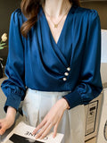 Weiyinxing Solid Office Lady V-Neck Chiffon Blouse Shirt Women Tops Blusas Mujer De Moda 2023 Long Sleeve Blouse Women Blusa G934