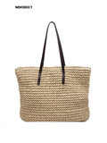 Weiyinxing Design Straw Woven Tote Bags Summer Casual Large Capacity Handbags New Fashion Beach Women Shoulder Simple Style Shopping