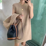 Weiyinxing Women's Sweater Mini Dress Autumn Winter Casual Knitwear Two Piece Set Solid Mock Neck Crop Knitted Pullover Tops T146