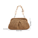 Weiyinxing Designer Trendy Straw Weaving Shoulder Bag Versatile Small Beading Handbag For Women Summer Casual Beach Bag Travel Purse 911