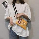 Weiyinxing Potato Chips Crossbody Handbag Women Canvas Shoulder Bag Mini Cartoon Printing Girl Envelope Bags Female Clutch Cute Purse