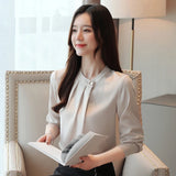 Weiyinxing Mujer De Moda 2023 Blouse Women Long Sleeve Women Blouses Shirts Stand Collar Chiffon Blouse Shirt Women Tops Blusa B989