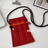 Weiyinxing Knitting Small Crossbody Bags Women Organ Pleated Mini Shoulder Messenger Bag Ladies Foldable Long Straps Phone Purse