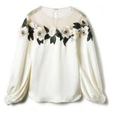 Weiyinxing Sleeve Blouse Women O-Neck Flower Embroidery Chiffon Blous Shirt Women Tops Blusas Mujer De Moda 2023 Women Blouses D937