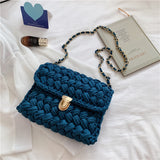 Weiyinxing A Main Femme Bags for Women Hand Woven Bag Strip Thread Hook Knitted Women's Casual Shoulder Bag Crossbody Bag Clutch Bag