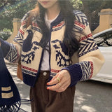 Weiyinxing Jacquard Knitted Cardigan Women Long Sleeve Zipper Sweater Short Jacket Autumn New Clothes Fashion Casual Outerwear T218