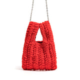 weiyinxing Thick Line Crochet Women Handbags Knitting Chains Shoulder Bags Candy Color Woven Crossbody Bag Casual Small Tote Purses