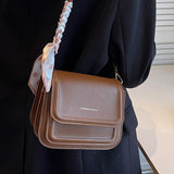 Weiyinxing Vintage Simple Shoulder Bag Pu Leather Solid Color College Style High Quality Casual New Fashion Square Flap Messenger Bag