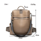 Weiyinxing Leather Backpack Women Solid Color Fashion Wild Trend Casual Large Capacity Ladies Travel Bag Backpack for Teenage Girls