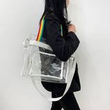 Weiyinxing Women Bags Swimming Bag Women's Large Capacity Short Distance Travel Tote Bag Transparent Beach Waterproof PVC Handbag Messenger