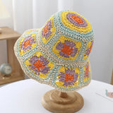 Weiyinxing paisley Crochet hat for women bohemian Knitted bucket hats national Straw sun hat for girls summer beach bali hats 2023