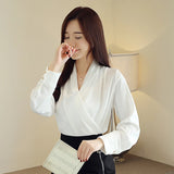 Weiyinxing Sleeve Women Blouses Shirts Blusas Mujer De Moda 2023 Blouse Women V-neck Office Chiffon Blouse Shirt Women Tops Blusa B757