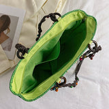 Weiyinxing Hand-Woven Bag Hand-embroidered Beaded Bohemian Straw Bag Summer Fashion Casual Simple Elegant for Travel Vacation