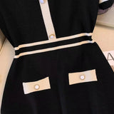 Weiyinxing Dress Women Sexy Elegant Black Short Sleeve Korean Knitting A-Line Dresses 2023 Summer New Vintage Woman Clothes P963