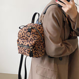 weiyinxing Luxury Designer Fashion Women Nylon Backpack Mini Soft Leopard Print Small Backpack Female Ladies Shoulder Bag Girls Purses