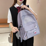 weiyinxing New Simple Nylon Women Backpack Kawaii Letter Travelling Bag For Teenage Girls Cute Schoolbag Female Solid Color Bookbag