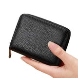 Weiyinxing Slot Card Holder Vintage Small Wallet Women Men Business Bank Credit Card Bag Male Coin Pouch Solid Leather Zipper Wallet