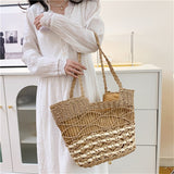 Weiyinxing Designer Women Straw Bag 2023 New Trend Beach Bags Fashion Hollow Large Capacity Weave Shoulder Bag Casual Tote Travel