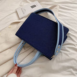 Weiyinxing Women Bag Popular New Autumn Winter Handbag High Quality Blue Patchwork Shoulder Bag Commuter Crossbody Tote Bag Lady Messenger