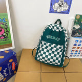 weiyinxing New Letter Printing Women Backpack Female Cool Nylon Travel Bag Fashion Plaid Portable Schoolbag College Girls Bookbag