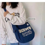 Weiyinxing for Women Handbags Messenger Hong Kong Style Literature and Art Simple Letters Versatile Canvas Student Embroidery