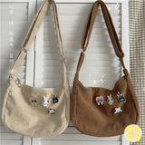 Weiyinxing Japanese Harajuku Ancient Girl Crossbody Bag Korean Retro Style Literature Dumpling Bag Corduroy Shoulder Bag