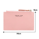 Weiyinxing Men and Women ID Card Holder PU Zipper Small Coin Purse Credit Card Holder Solid Color Business Case Business Card Holder Wallet