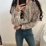 Weiyinxing Casual O Neck Twist Sweater Women Vintage Sweet Coarse Yarn Loose Long Sleeve Autumn Knit Jumpers Women's Clothing T032