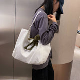 Weiyinxing Canvas Shoulder Bag Large Capacity Grocery Totes Simple Solid Color Designer Handbag Reusable Shopper Eco Shopping Bags