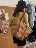 Weiyinxing beach basket summer bag straw bag fashion beach bags big rattan shoulder bags large capacity woven bag hand-made handbags