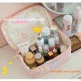 Weiyinxing Large Flower Quilting Cloth Makeup Bag Women Cosmetic Organizer Female Storage Handbag Box Shape Toiletry Case for Girl