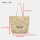 weiyinxing Hollow Straw Tote Bag Designer Letters Paper Woven Women Shoulder Bags Handmade Summer Beach Handbag Large Capacity Purse