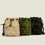 weiyinxing Nylon Padded Women Shoulder Bags Quilted Drawsting Crossbody Bag Vintage Bucket Bag Small Tote Female Purses 2023 Winter
