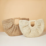 Weiyinxing Moon Design Basket Shopper Bag Beach Straw Bag Summer Woven Travel Handbag For Women Luxury Large Capacity Shoulder Bags