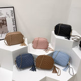 Weiyinxing Striped Crossbody Bags For Women Square Tassel Shoulder Bag Pu Leather Small Chain Ladies Handlbags